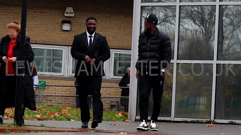 Lanre Balogonn leaving Woolwich Crown Court