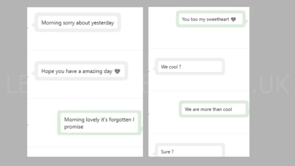 Copies of the WhatsApp messages between Dent-Reynolds
