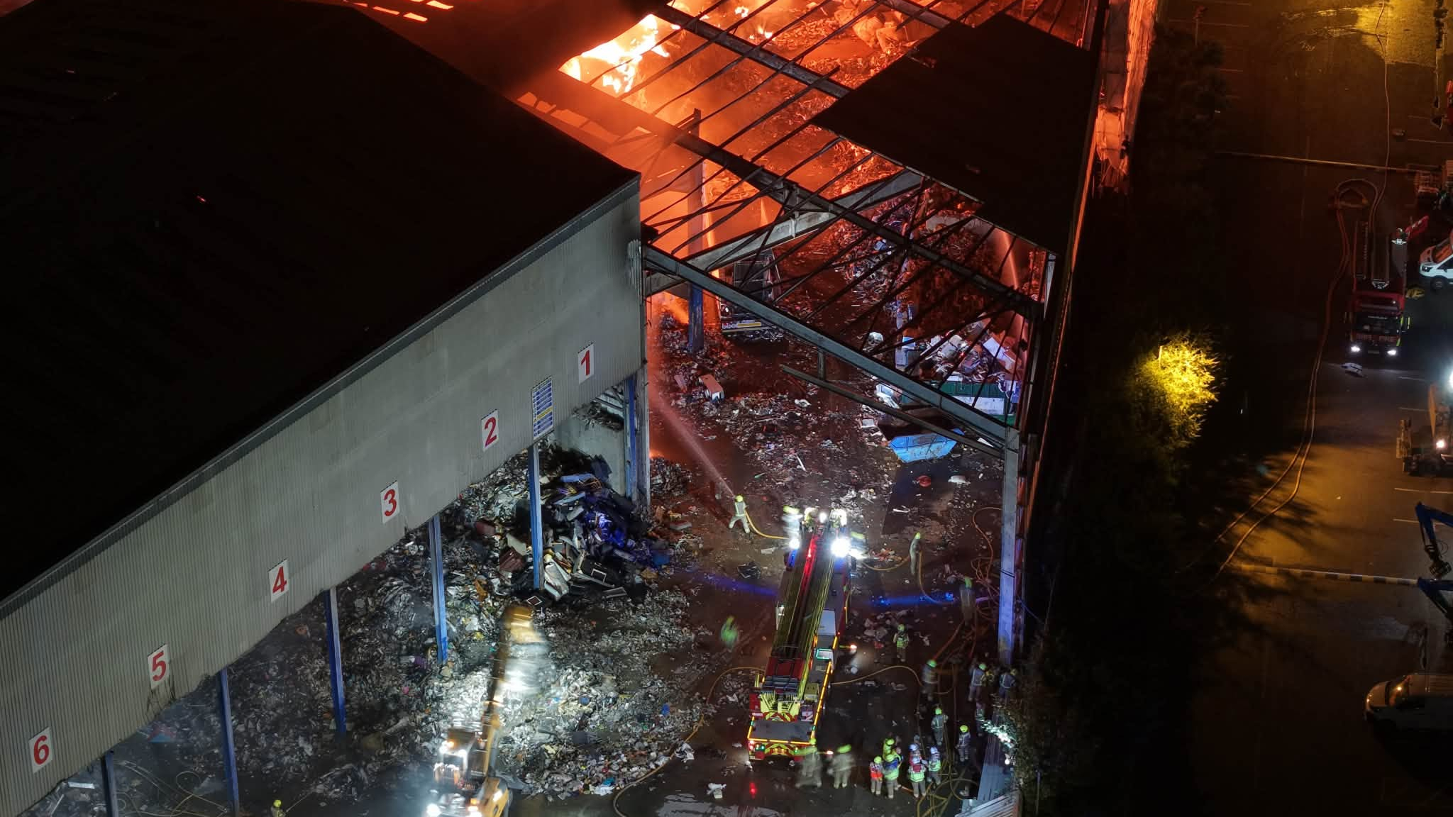 Shocking drone footage shows huge fire at Deptford waste site